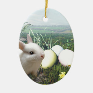 Easter Bunny and Easter Eggs Ceramic Tree Decoration