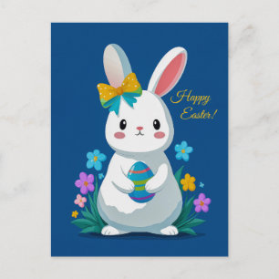 Easter Bunny and Egg Holiday Postcard