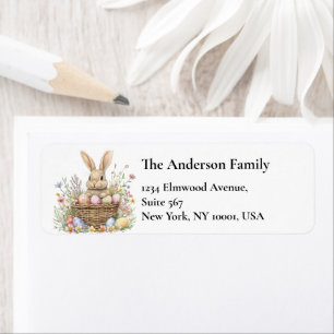 Easter Bunny and Egg Spring Floral Basket Return Address Label