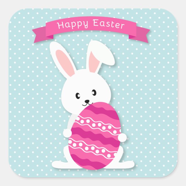 Easter bunny and egg square sticker (Front)