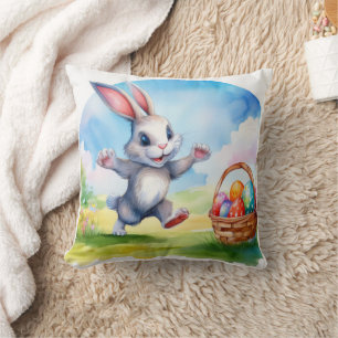 Easter Bunny and Eggs Basket Cushion