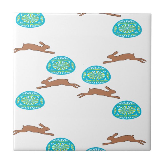 easter bunny and eggs on white ceramic tile (Front)