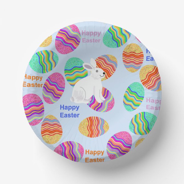 Easter Bunny and eggs Paper Plate (Front)