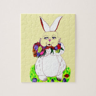 EASTER BUNNY AND FLOWERS puzzle