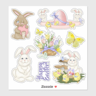 Easter Bunny and Flowers Spring Die Cut Vinyl Set