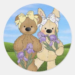 Easter Bunny and Friend Classic Round Sticker