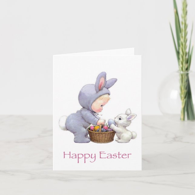 Easter Bunny and Girl Card (Front)