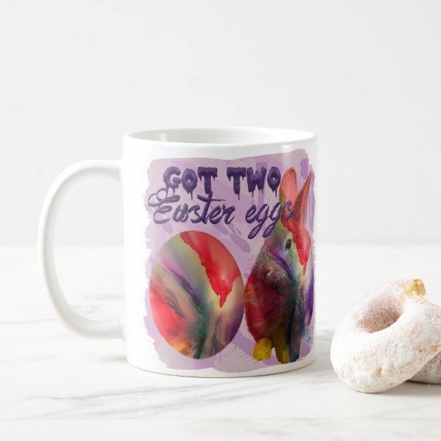 Easter Bunny And Painted Egg Coffee Mug (With Donut)