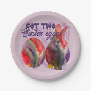 Easter Bunny And Painted Egg Paper Plate