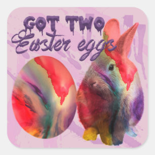 Easter Bunny And Painted Egg Square Sticker