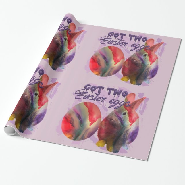 Easter Bunny And Painted Egg Wrapping Paper (Unrolled)