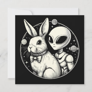 Easter Bunny and Space Alien UFO Sci Fi Funny Card