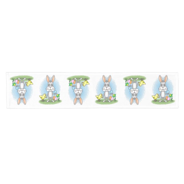 Easter Bunny and the colourful Easter eggs Short Table Runner (Horizontal)
