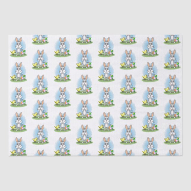 Easter Bunny and the colourful Easter eggs Tissue Paper (Front)