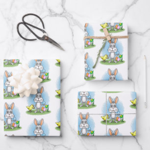 Easter Bunny and the colourful Easter eggs Wrapping Paper Sheet