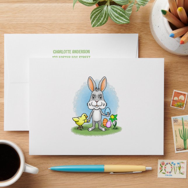 Easter Bunny and the Yellow Chicken Envelope (Desk)