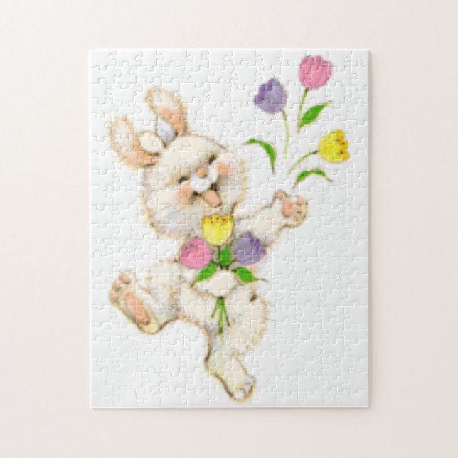 Easter Bunny And Tulips Jigsaw Puzzle (Vertical)