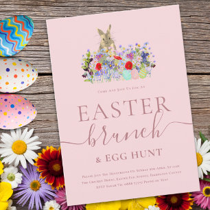 Easter Bunny and Wildflowers Egg Hunt and Brunch Invitation