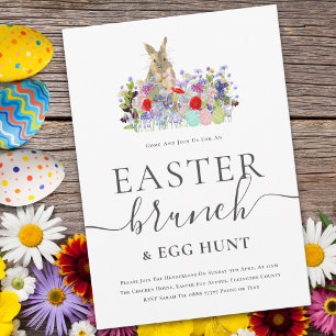 Easter Bunny and Wildflowers Egg Hunt and Brunch Invitation