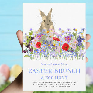 Easter Bunny and Wildflowers Egg Hunt and Brunch Invitation