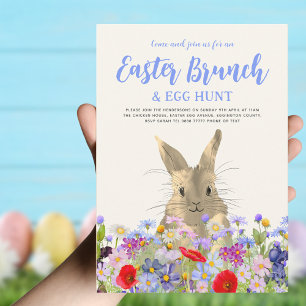 Easter Bunny and Wildflowers Egg Hunt and Brunch Invitation