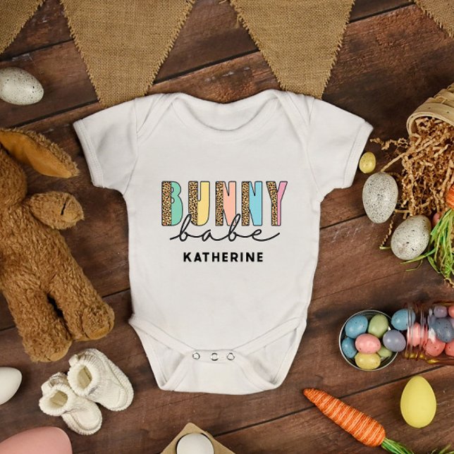 Easter Bunny Babe Add Your Name Baby Bodysuit (Creator Uploaded)