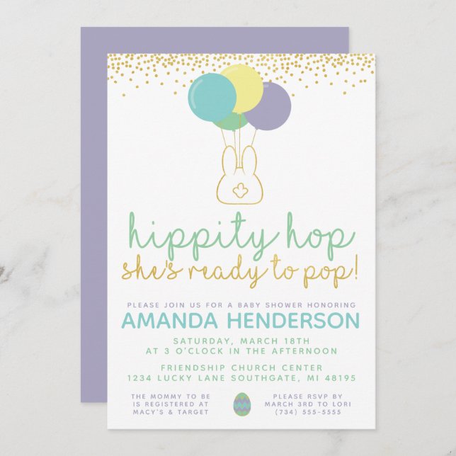 Easter Bunny Baby Shower Invitation (Front/Back)