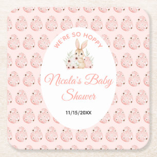Easter Bunny Baby Shower Square Paper Coaster