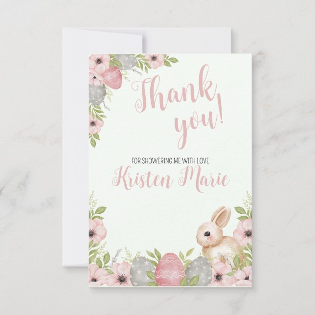 Easter Bunny Baby Shower Thank You Card (Front)