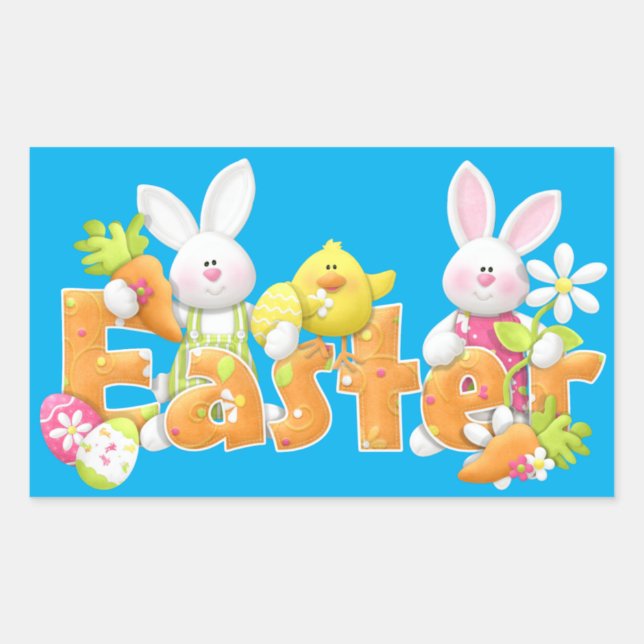 Easter Bunny background   Rectangular Sticker (Front)