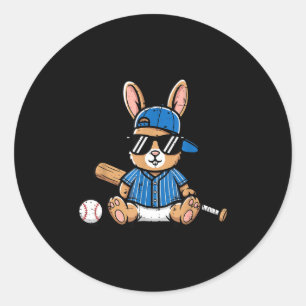 Easter bunny baseball cap ball bat cute rabbit classic round sticker