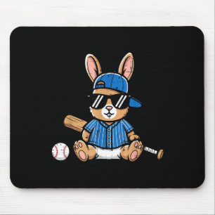 Easter bunny baseball cap ball bat cute rabbit mouse pad