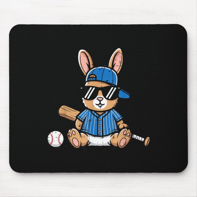 Easter bunny baseball cap ball bat cute rabbit mouse pad (Front)