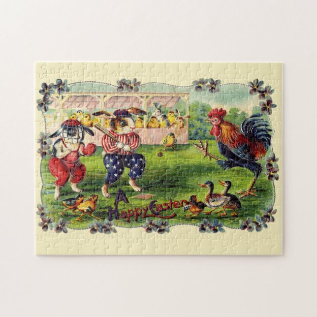 Easter Bunny Baseball Puzzle (Horizontal)