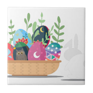 easter bunny basket ceramic tile
