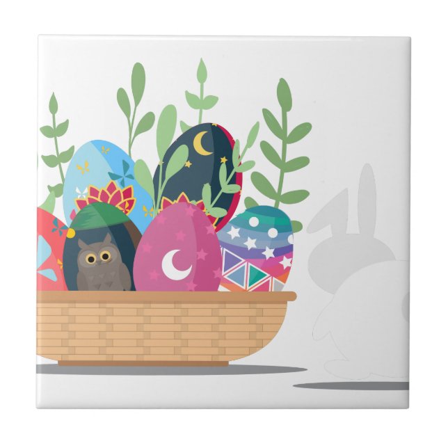 easter bunny basket ceramic tile (Front)