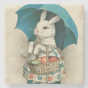 Easter Bunny Basket Coloured Egg Umbrella Stone Coaster