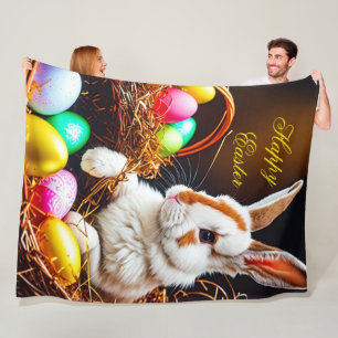 Easter Bunny Basket & Eggs   Fleece Blanket