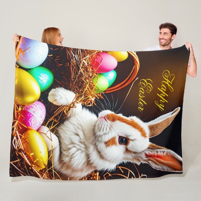 Easter Bunny Basket & Eggs Fleece Blanket (In Situ)