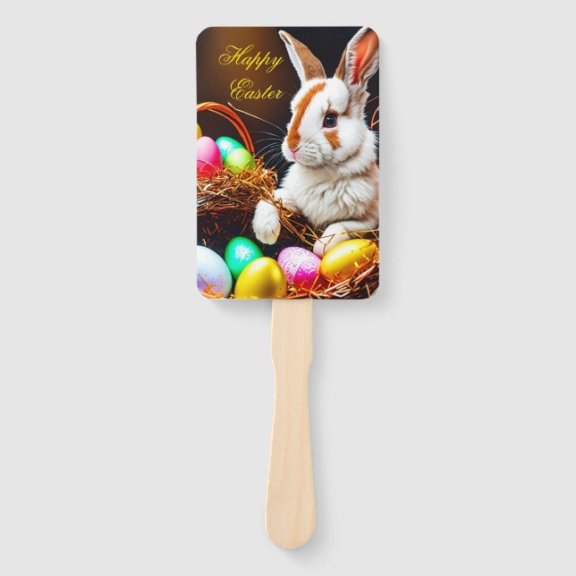 Easter Bunny Basket & Eggs   Hand Fan (Front)