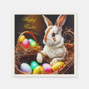 Easter Bunny Basket & Eggs Napkin