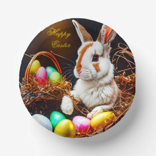 Easter Bunny Basket & Eggs Paper Plate