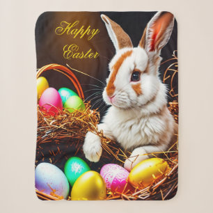 Easter Bunny Basket & Eggs   Sherpa Blanket