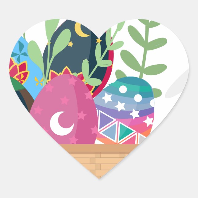 easter bunny basket heart sticker (Front)