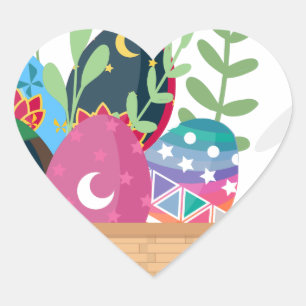 easter bunny basket heart sticker