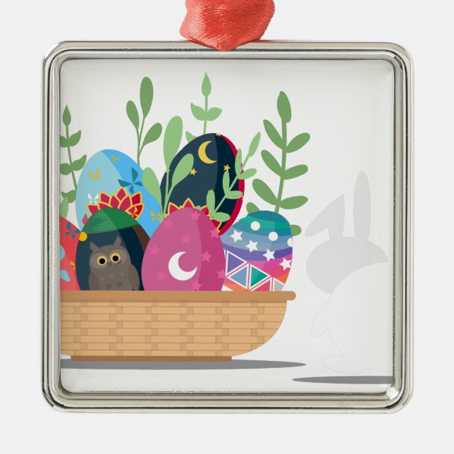 easter bunny basket metal tree decoration (Front)