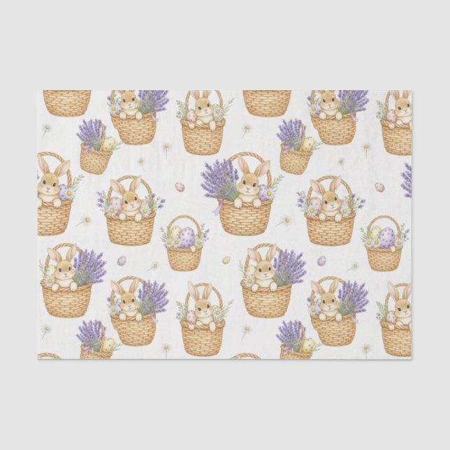 Easter Bunny Basket Pastel Egg Pattern Tissue Paper (Front)