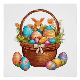 Easter Bunny Basket Poster