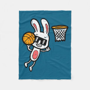 Easter bunny basketball dunk sports boys kids todd fleece blanket