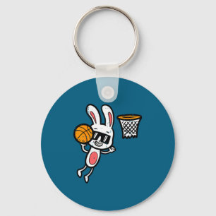 Easter bunny basketball dunk sports boys kids todd key ring